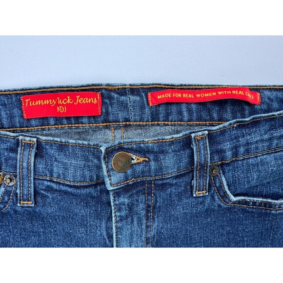NDJ Tummy Tuck Jeans Womens Sz 10 Blue Bootcut Mid Rise Gold Embroidered Pockets - Picture 6 of 10